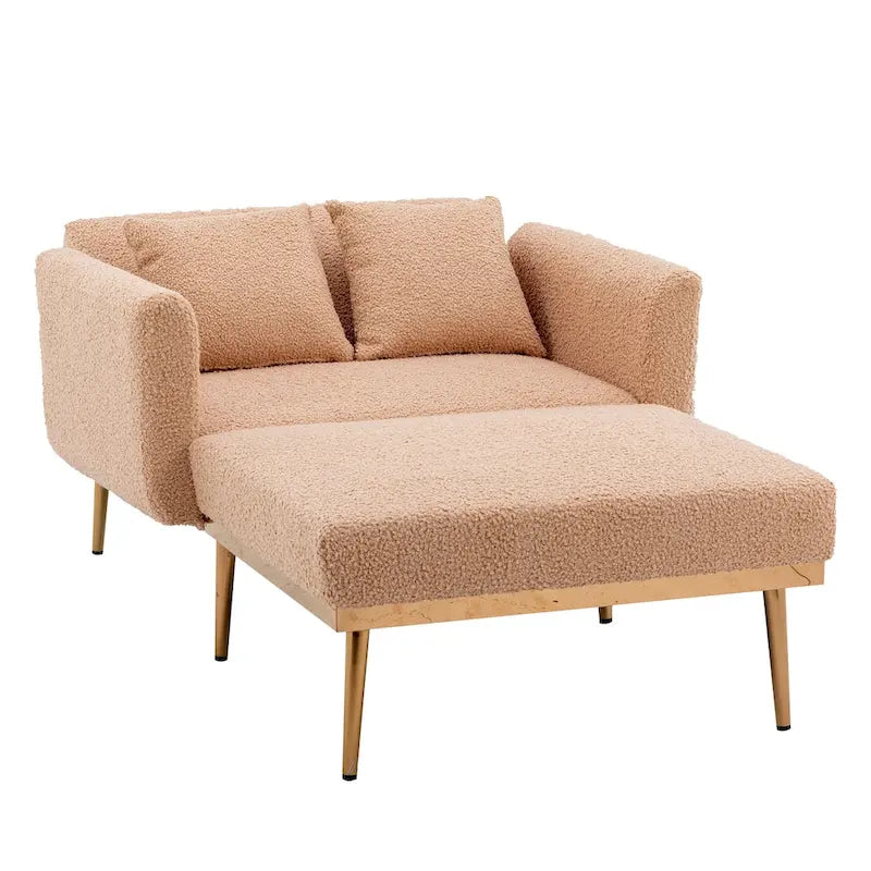 62-inch Modern Teddy Fabric Convertible Chaise Lounge Chair Bed