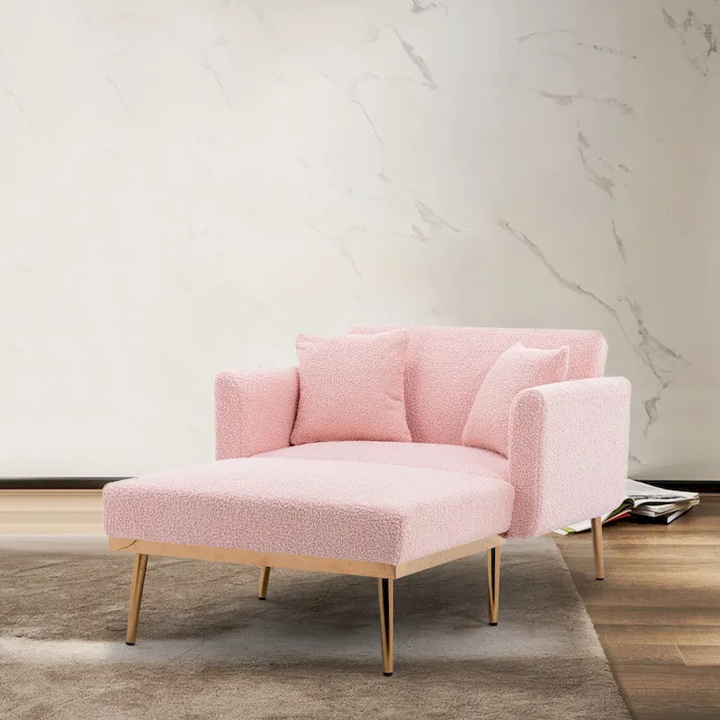 62-inch Modern Teddy Fabric Convertible Chaise Lounge Chair Bed