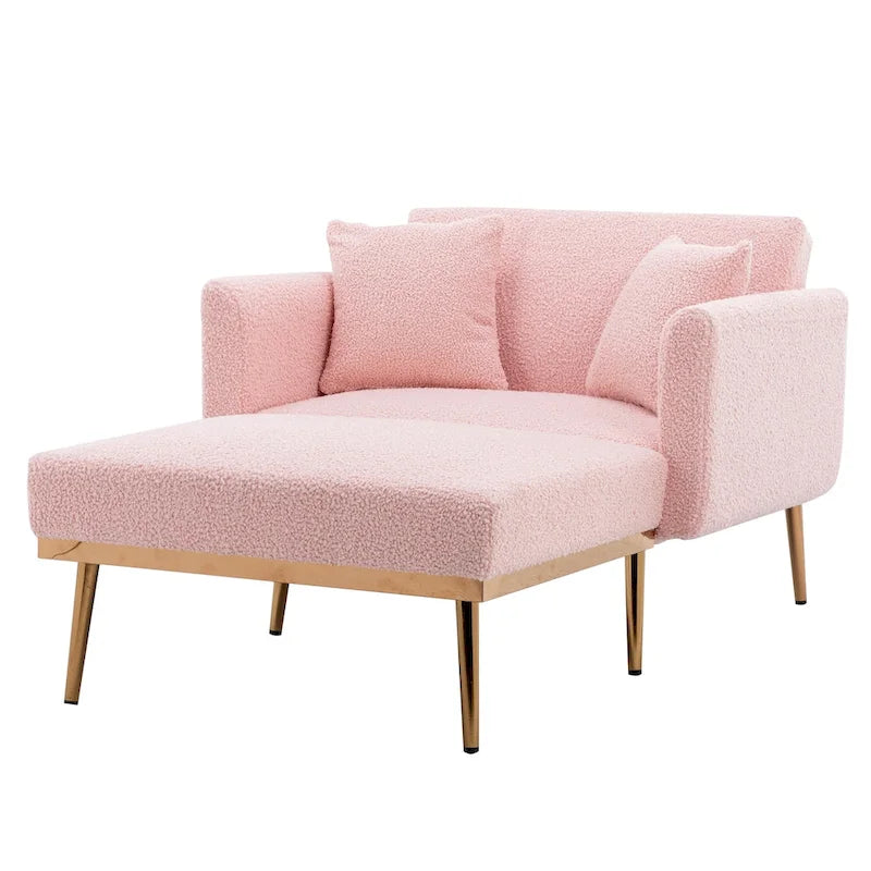 62-inch Modern Teddy Fabric Convertible Chaise Lounge Chair Bed