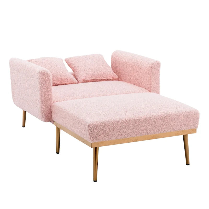 62-inch Modern Teddy Fabric Convertible Chaise Lounge Chair Bed