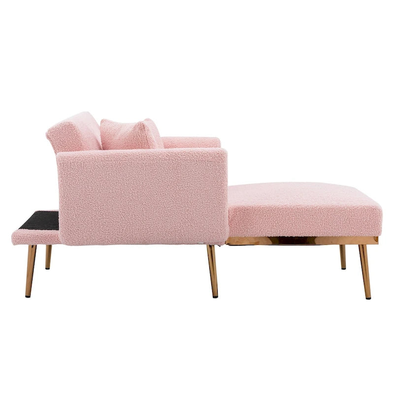 62-inch Modern Teddy Fabric Convertible Chaise Lounge Chair Bed