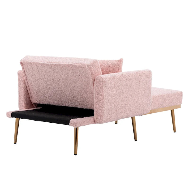 62-inch Modern Teddy Fabric Convertible Chaise Lounge Chair Bed
