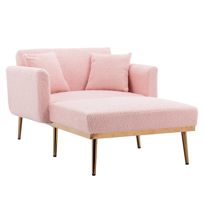 62-inch Modern Teddy Fabric Convertible Chaise Lounge Chair Bed