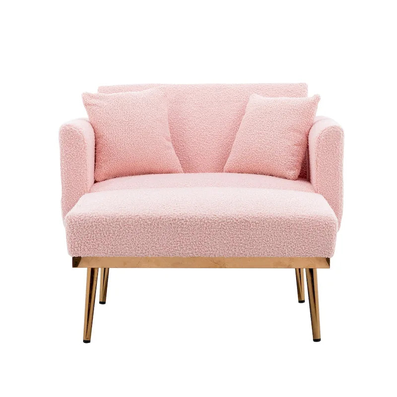 62-inch Modern Teddy Fabric Convertible Chaise Lounge Chair Bed