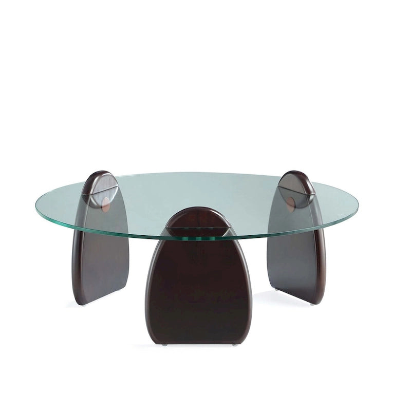 Dark Walnut Modern Coffee Table with Tempered Glass Top