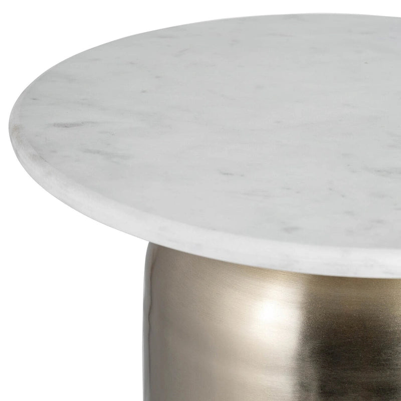 Modern Marble/Metal White and Gold Side Table - 16x16x23