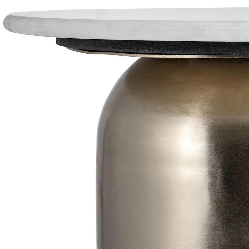 Modern Marble/Metal White and Gold Side Table - 16x16x23