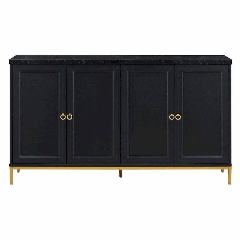 Buffet contemporain avec rangement spacieux, poignées en métal