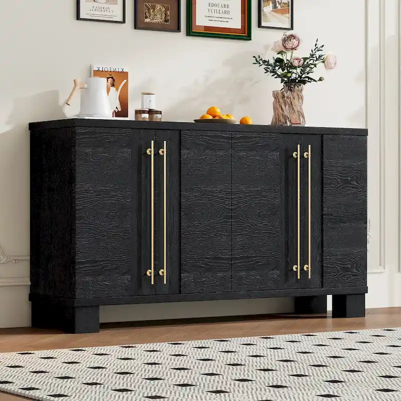 Buffet en bois de style traditionnel avec étagères réglables