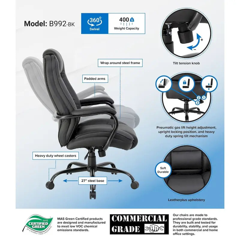 Heavy Duty Executive Office Chair - 400 lb Capacity