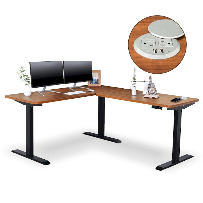 Bureau d'angle assis-debout électrique réglable en hauteur