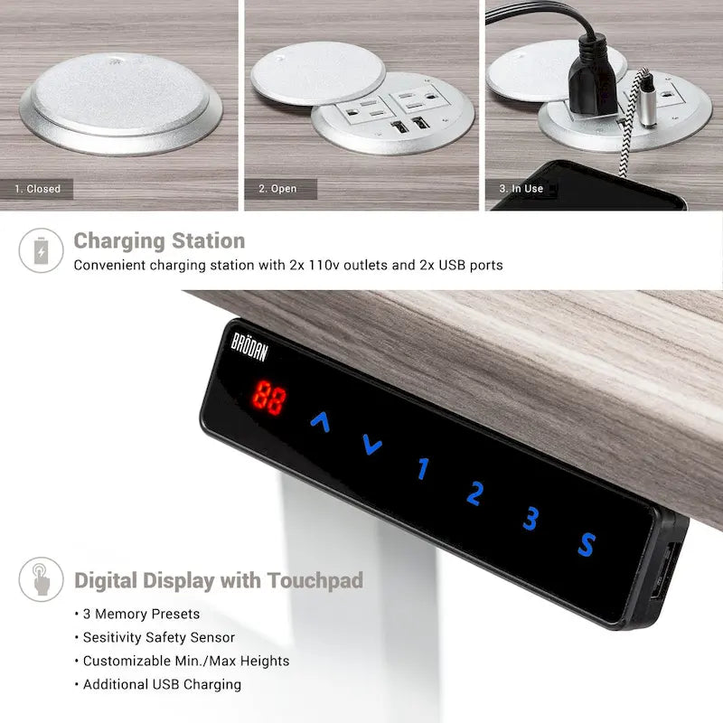 Electric Height-Adjustable L-Shape Standing Desk