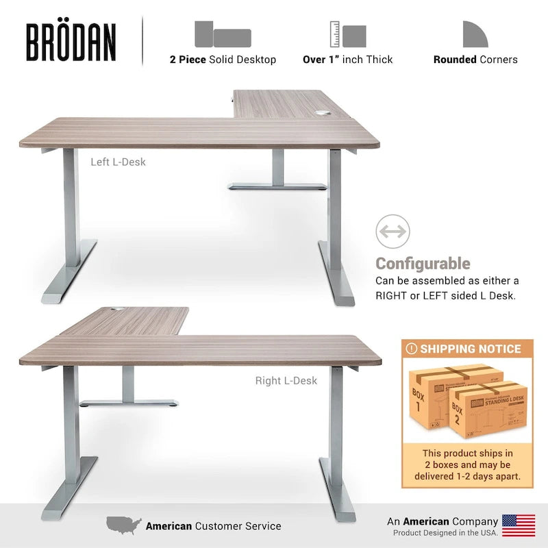 Electric Height-Adjustable L-Shape Standing Desk