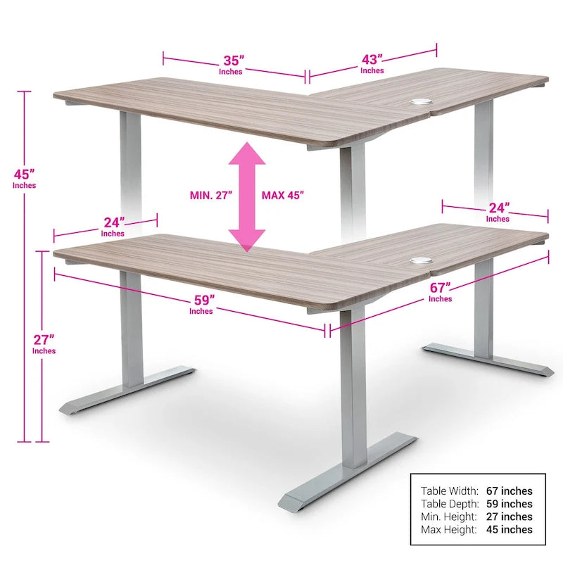 Electric Height-Adjustable L-Shape Standing Desk