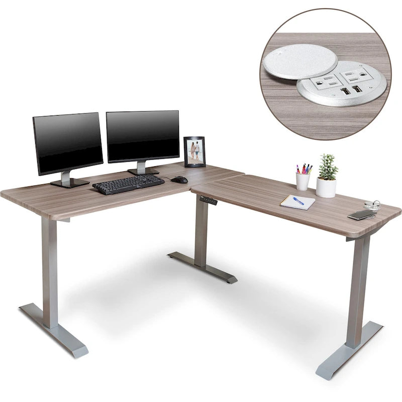 Electric Height-Adjustable L-Shape Standing Desk