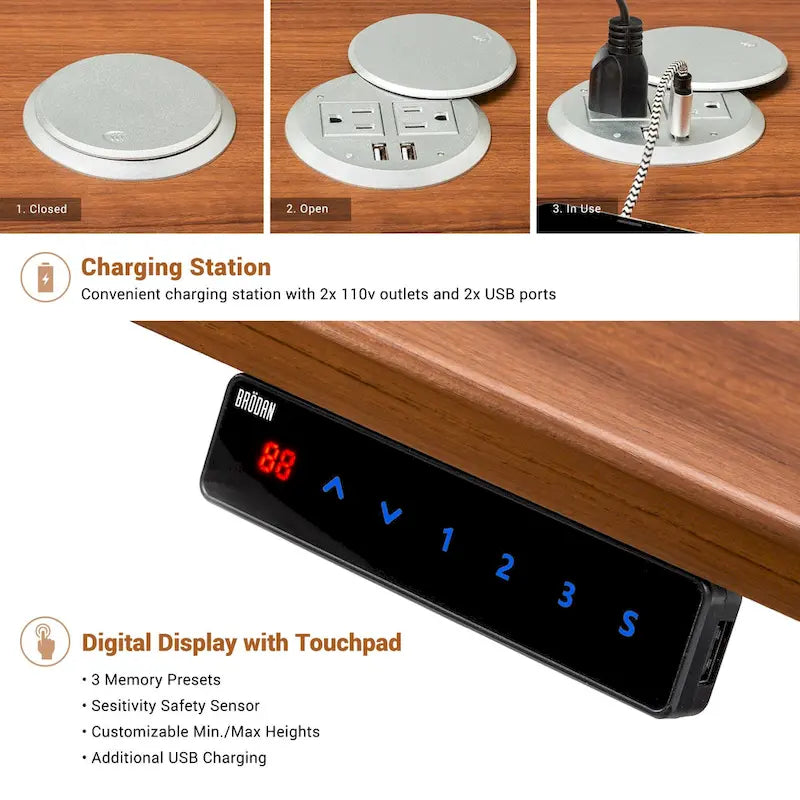 Electric Height-Adjustable L-Shape Standing Desk