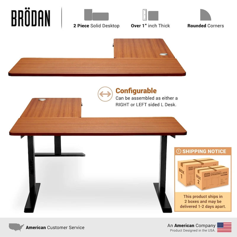 Electric Height-Adjustable L-Shape Standing Desk