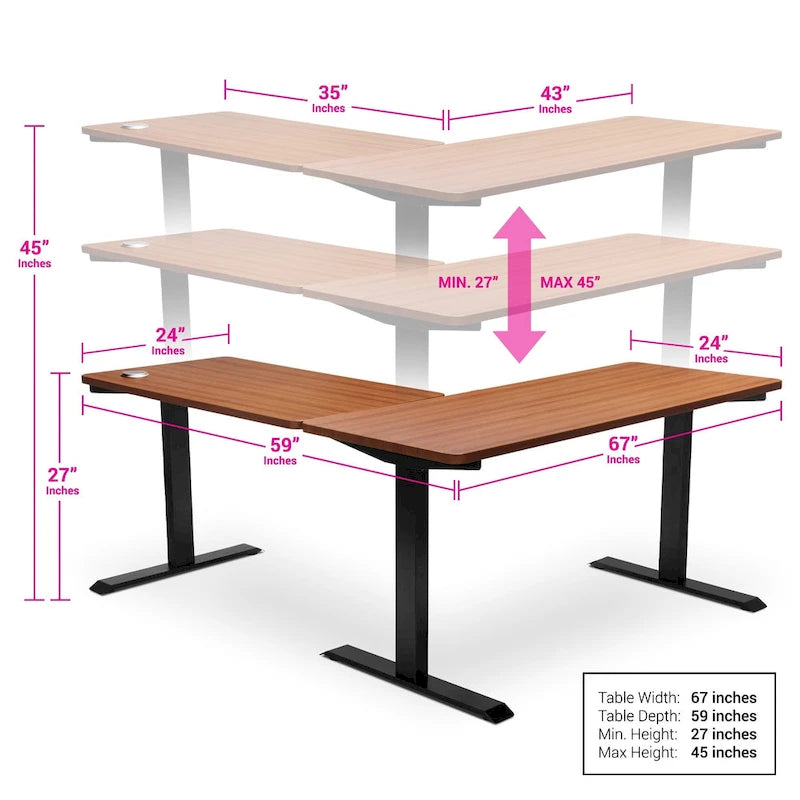 Electric Height-Adjustable L-Shape Standing Desk