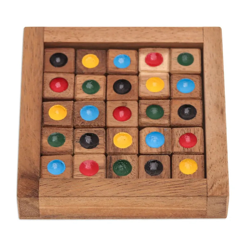 Novica Handmade Colorful Sudoku Wood Game