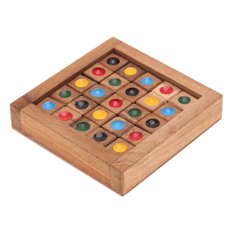 Novica Handmade Colorful Sudoku Wood Game