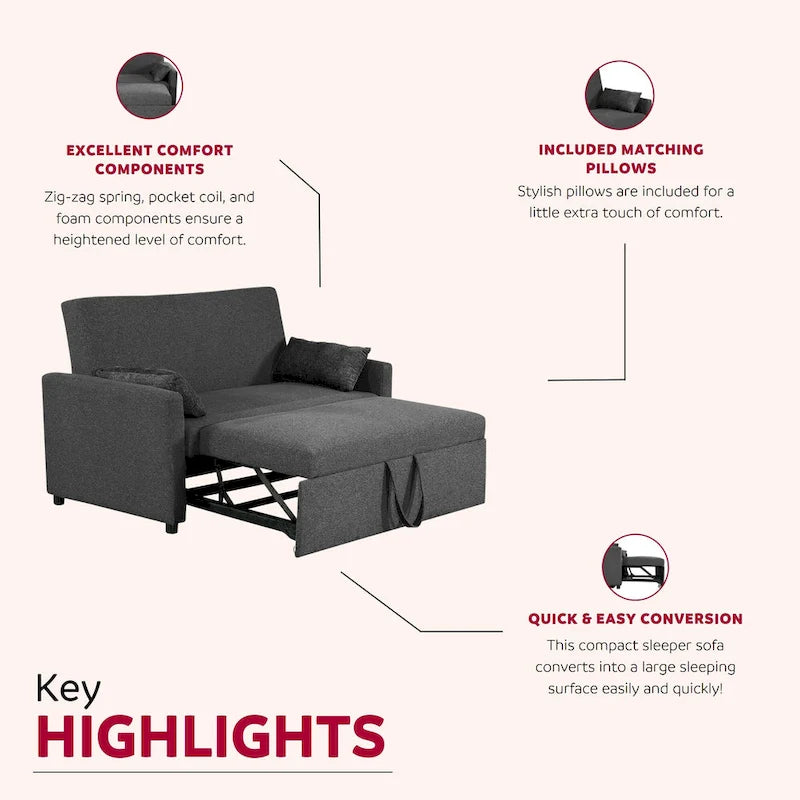 58-inch Convertible Pull Out Sleeper Sofa Bed