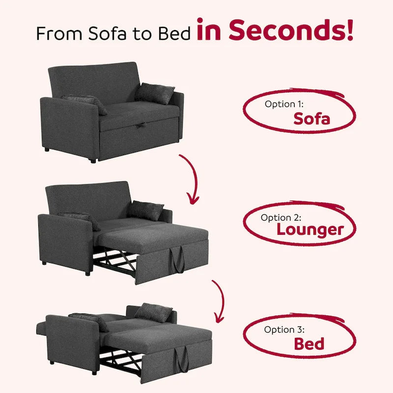58-inch Convertible Pull Out Sleeper Sofa Bed