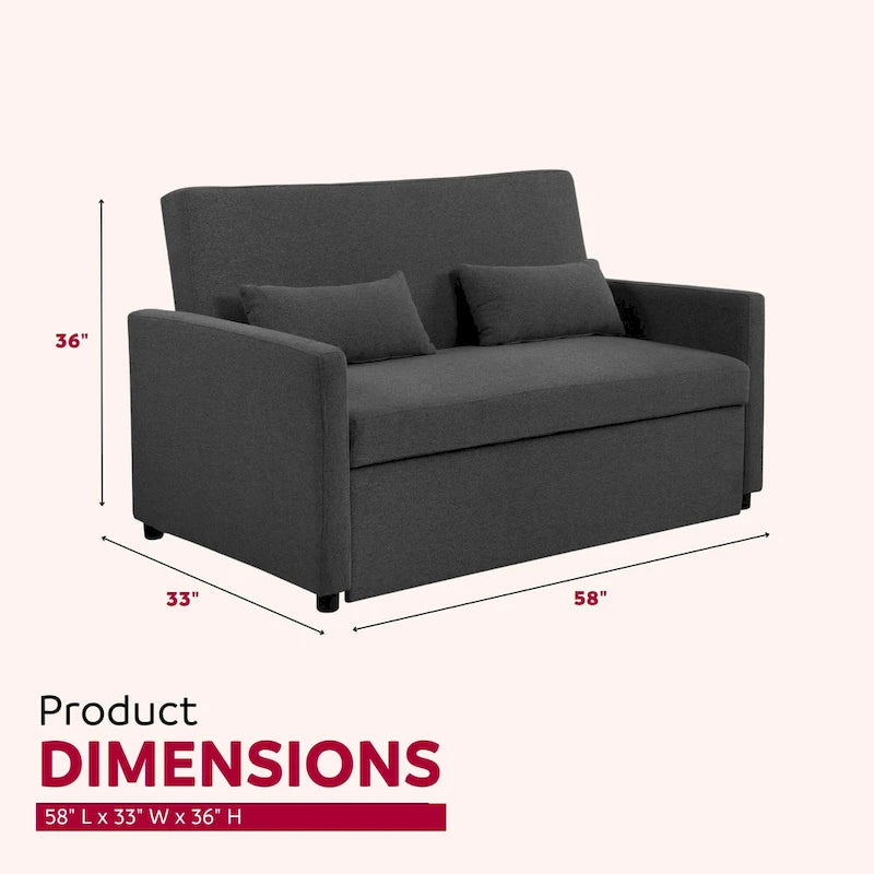 58-inch Convertible Pull Out Sleeper Sofa Bed