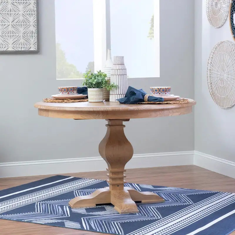 Rustic Solid Pine Round Dining Table - 48x48 inches