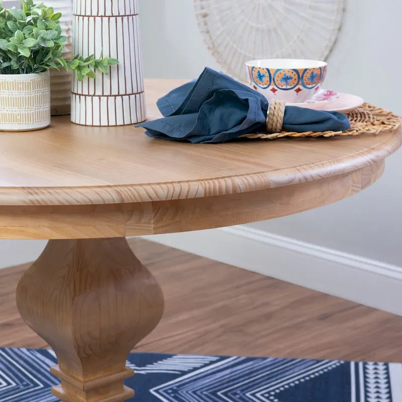 Rustic Solid Pine Round Dining Table - 48x48 inches