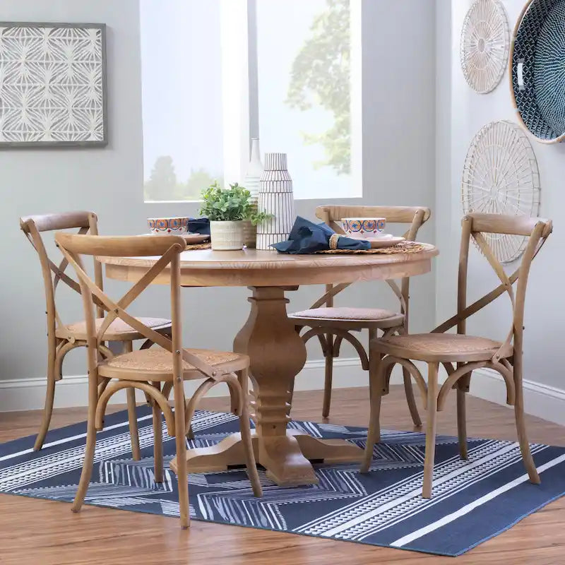Rustic Solid Pine Round Dining Table - 48x48 inches