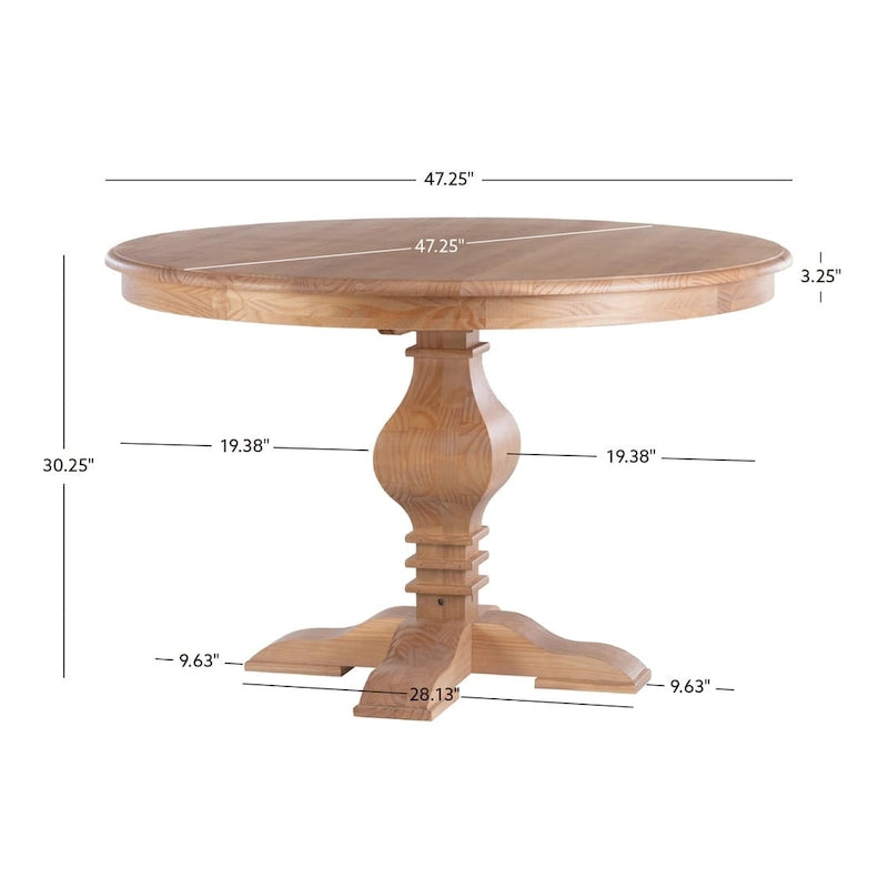 Rustic Solid Pine Round Dining Table - 48x48 inches