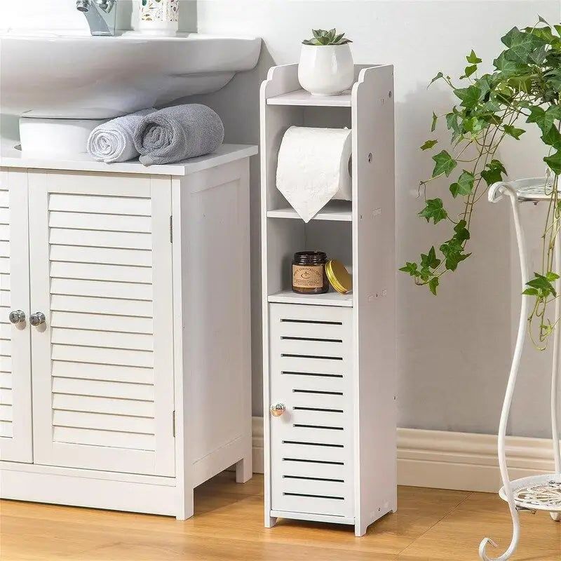 Meuble de rangement pour papier toilette, étagère de rangement de salle de bain à côté des toilettes pour petite salle de bain - 17P x 17L x 76,2H cm