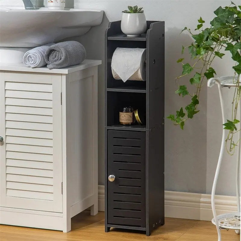 Meuble de rangement pour papier toilette, étagère de rangement de salle de bain à côté des toilettes pour petite salle de bain - 17P x 17L x 76,2H cm