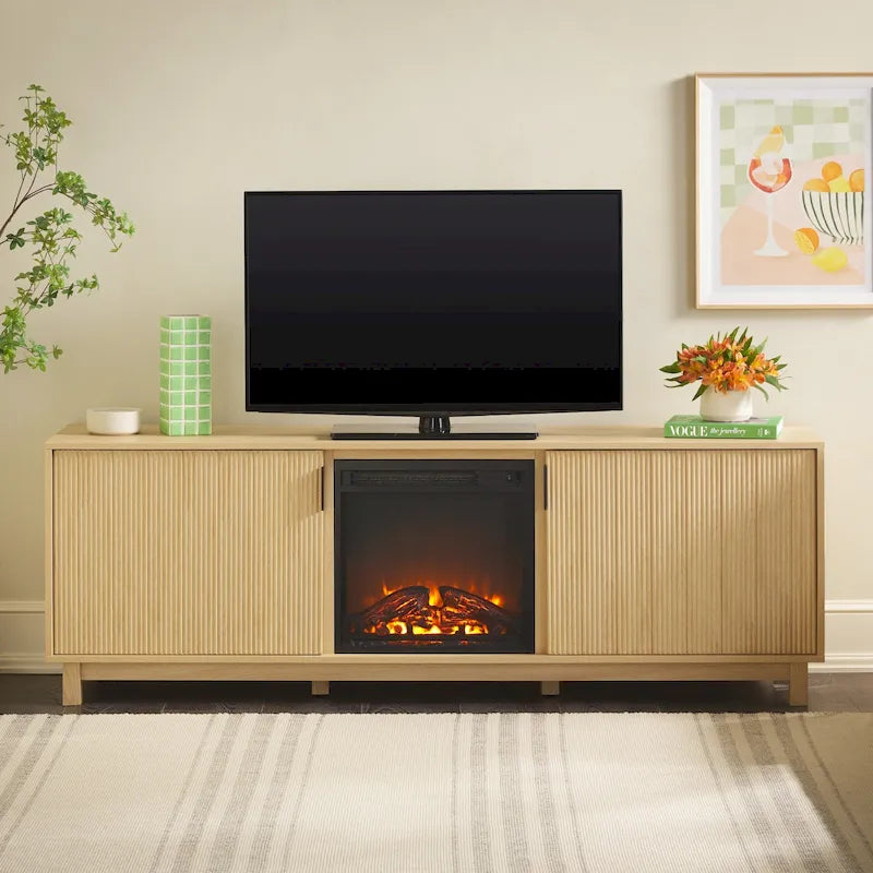 Meuble TV de 70 pouces avec cheminée électrique
