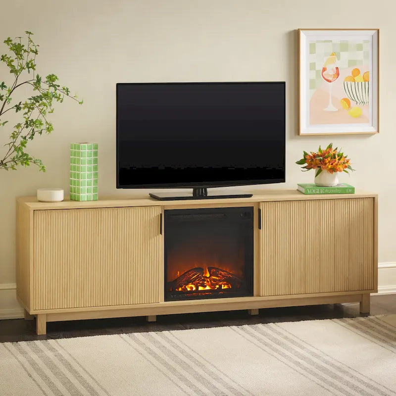 70-inch TV Stand with Electric Fireplace