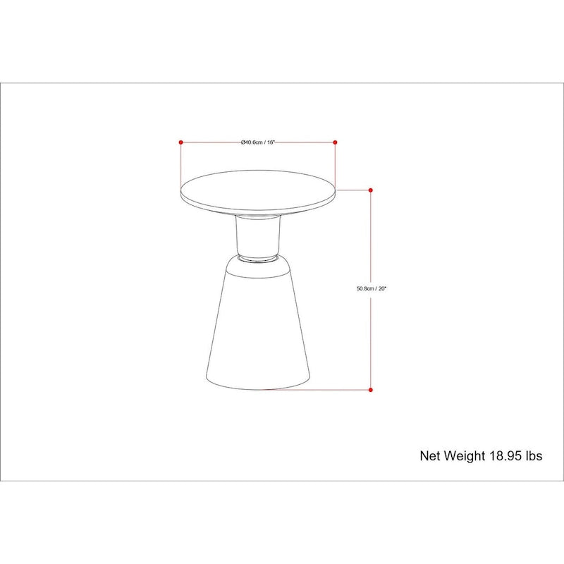 Modern 16-inch Metal Side Table in Antique Brass